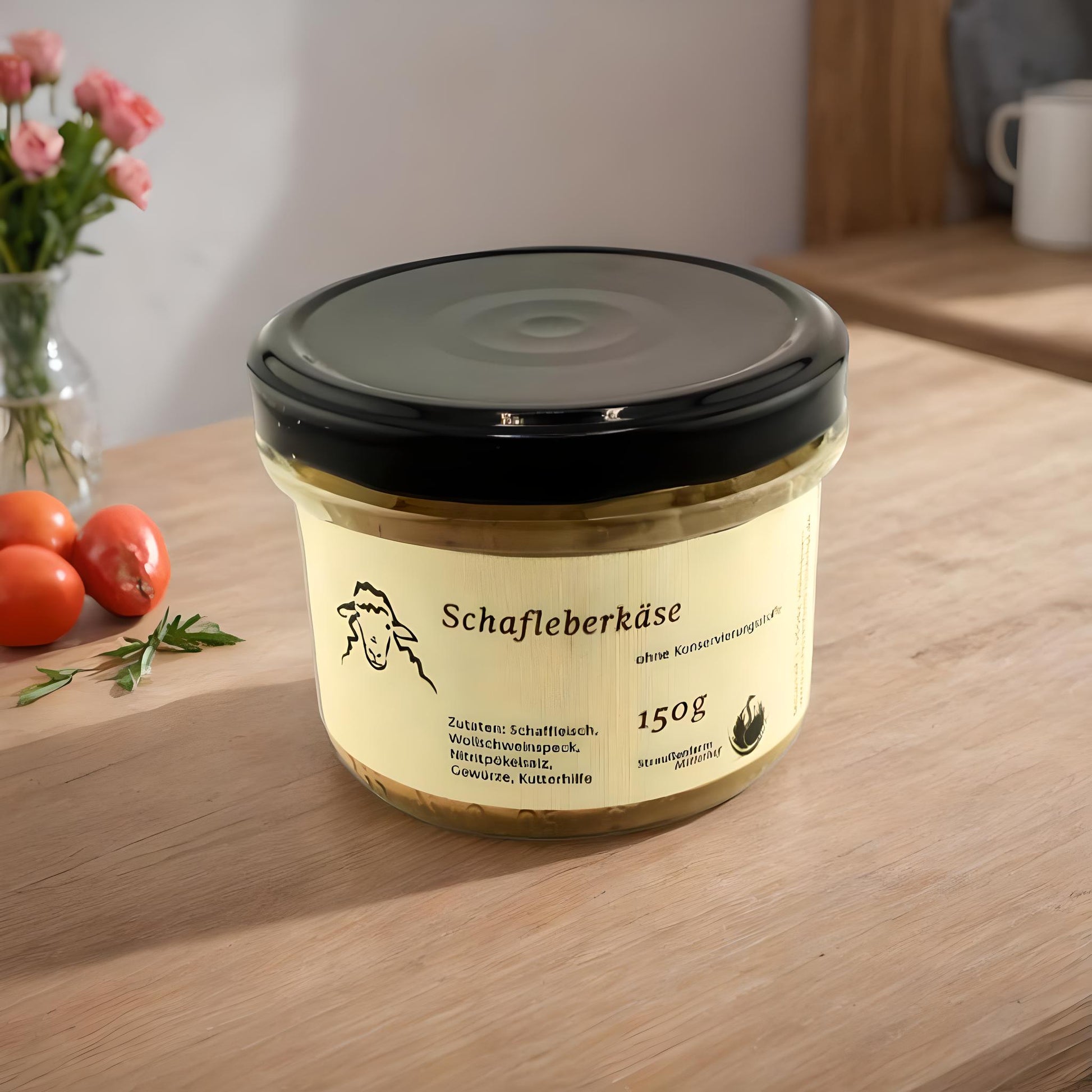 Schafleberkäse im Glas – Straußenfarm Mitterhof – mit Wollschweinspeck, handgemacht & herzhaft