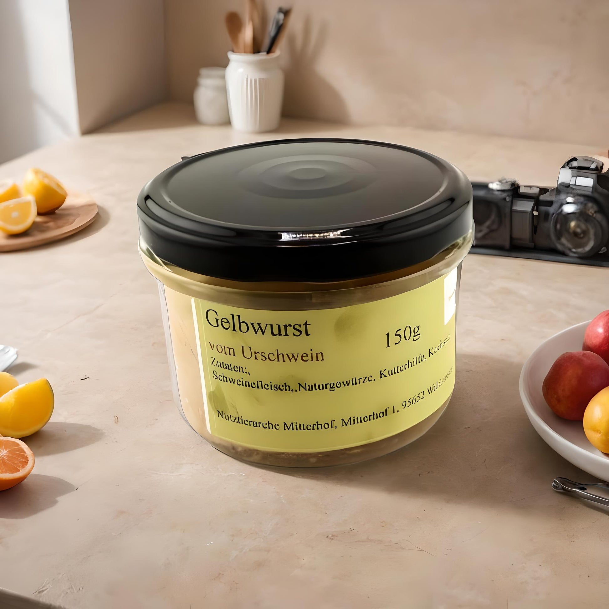 Gelbwurst vom Urschwein im Glas – Straußenfarm Mitterhof – handgemachte Spezialität