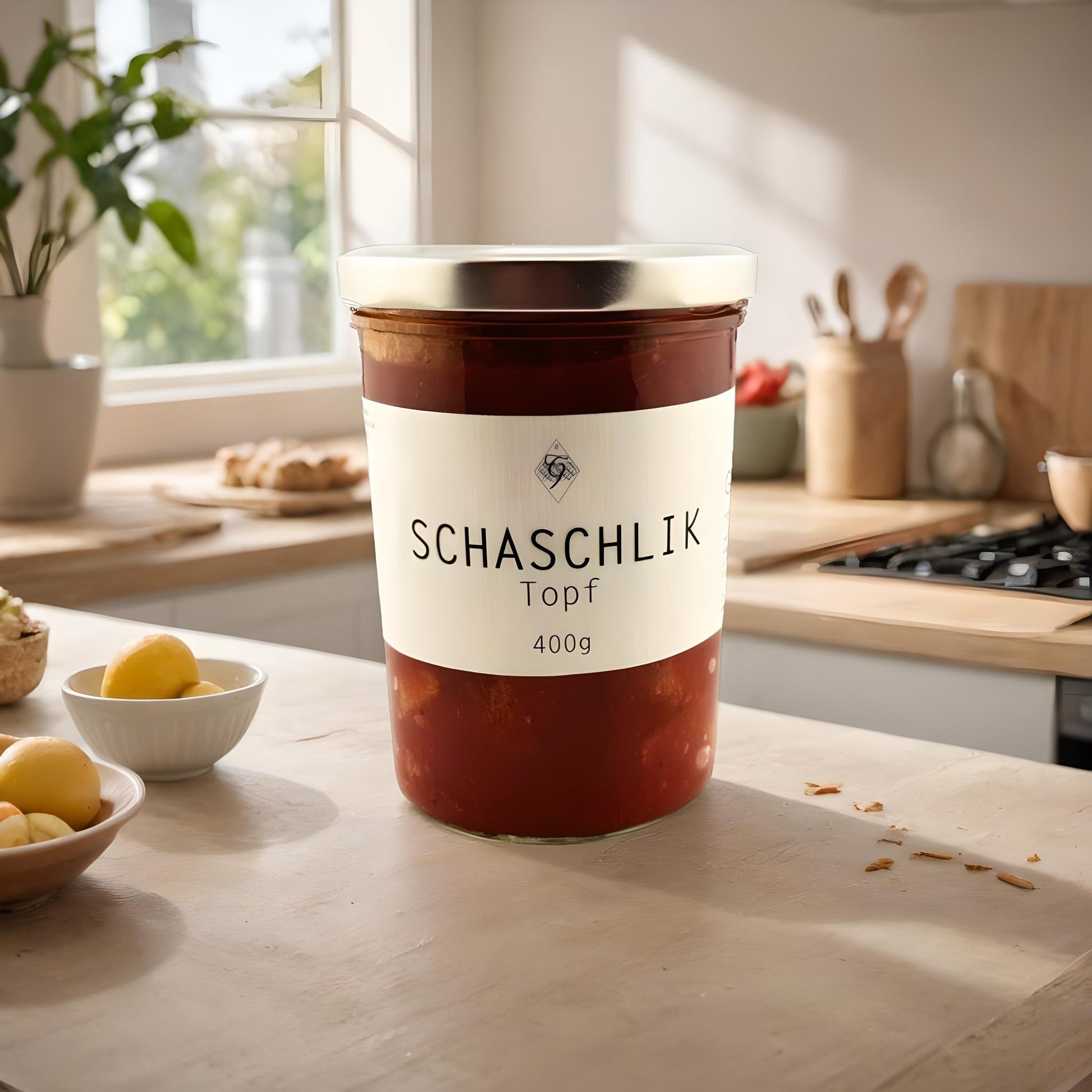 Schaschliktopf im Glas – Metzgerei Guber – herzhaft in pikanter Soße – frisch gekocht